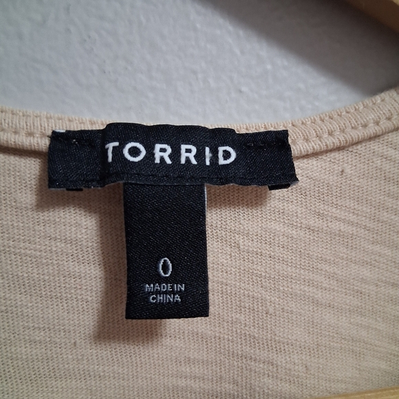 Torrid Crepe Open Balloon Sleeve Top Cardigan Oatmeal Beige Size 0 / Large - Picture 2 of 6